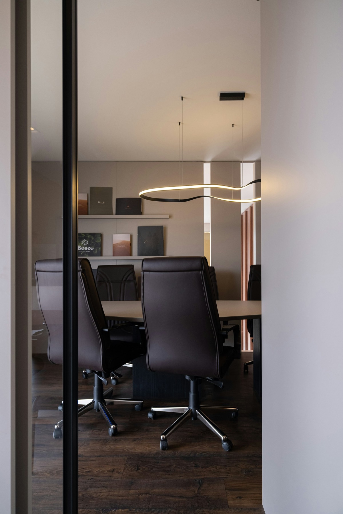 A calm contemporary interior with linear lighting